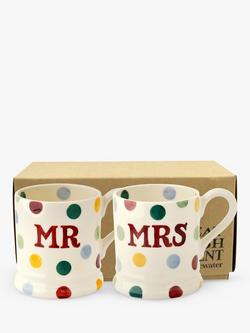 Emma Bridgewater Polka Dot Mr & Mrs Mugs, Set of 2, 300ml, Multi, Multi