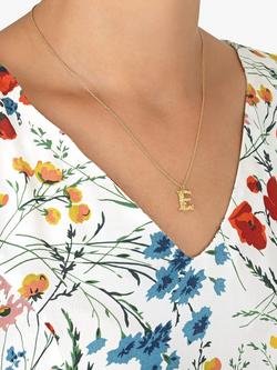 Alex Monroe 22ct Gold Plated Sterling Silver Floral Initial Pendant Necklace, Gold - view 2, Gold