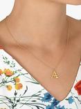 Alex Monroe 22ct Gold Plated Sterling Silver Floral Initial Pendant Necklace, Gold
