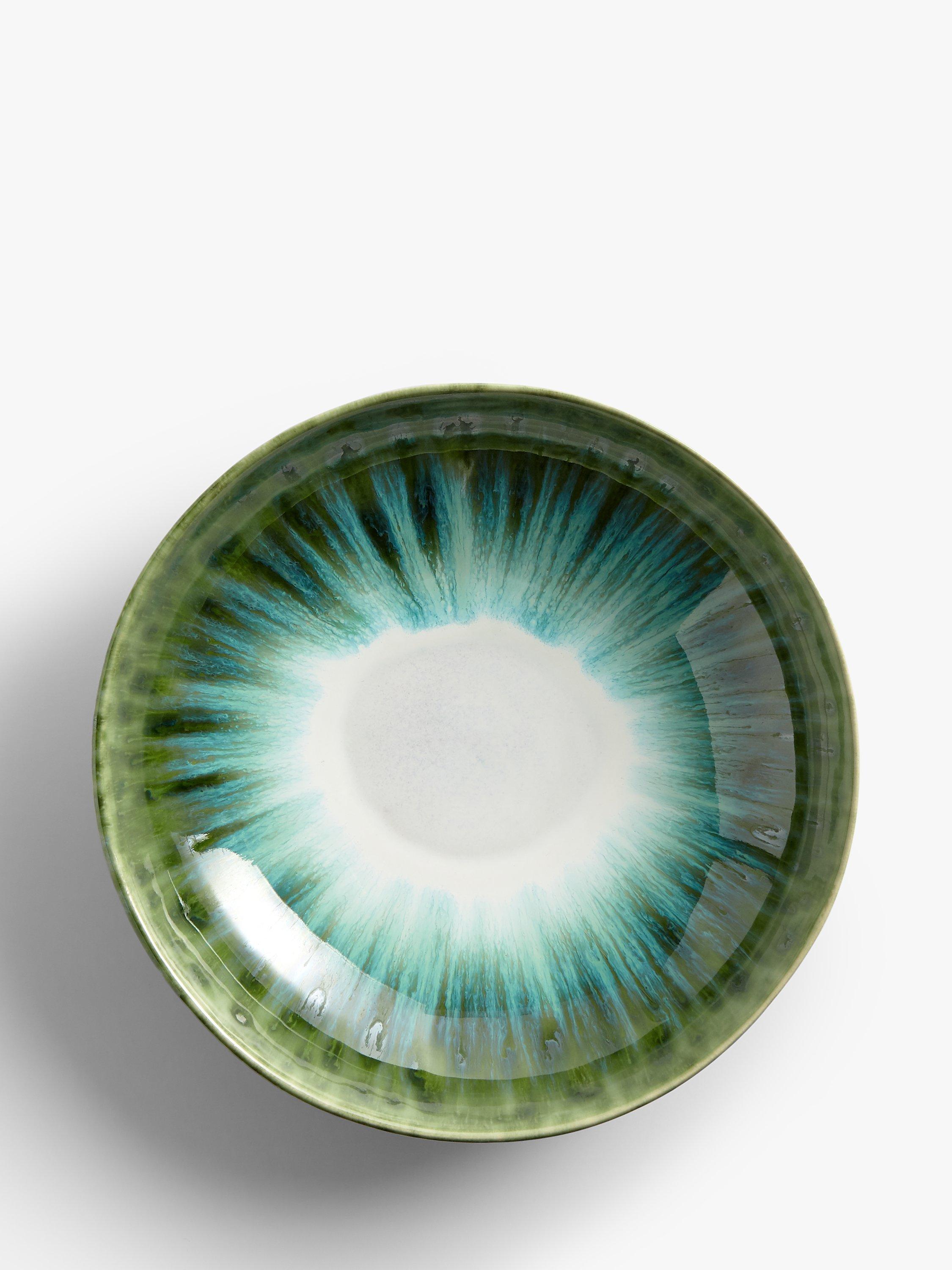 John Lewis & Partners Ceramic Reactive Glaze Serving Bowl, 22cm, Green
