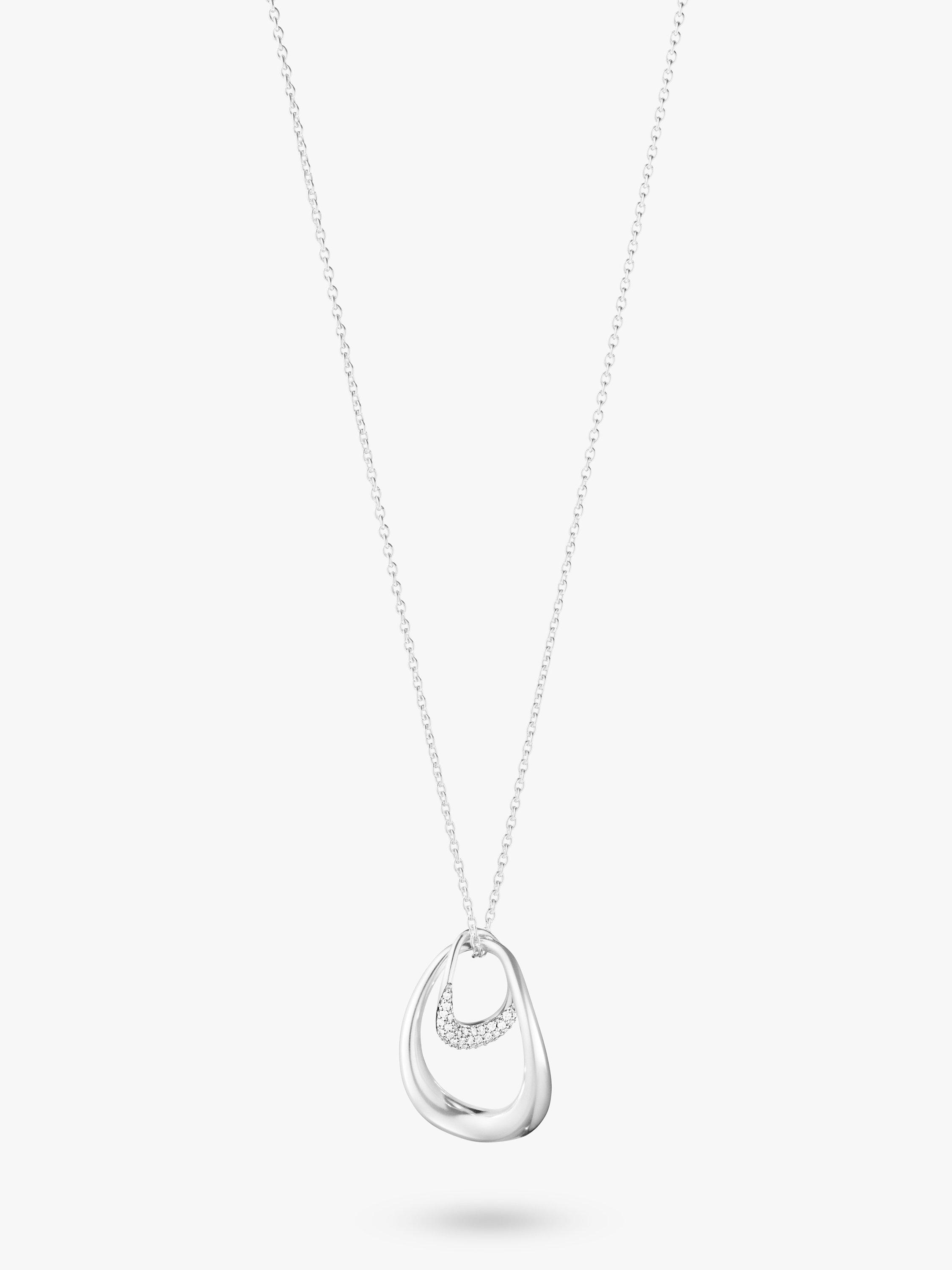 Product image 1 of 4, which shows Georg Jensen Offspring Diamond Pave Pendant Necklace, Silver