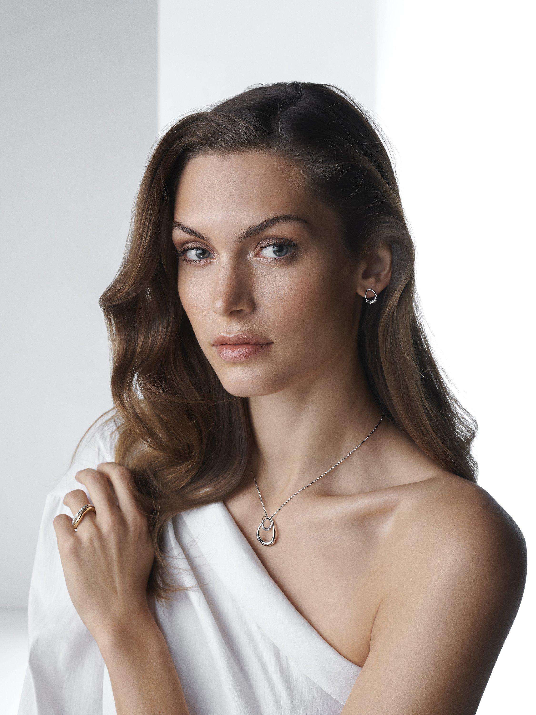 Product image 3 of 4, which shows Georg Jensen Offspring Diamond Pave Pendant Necklace, Silver