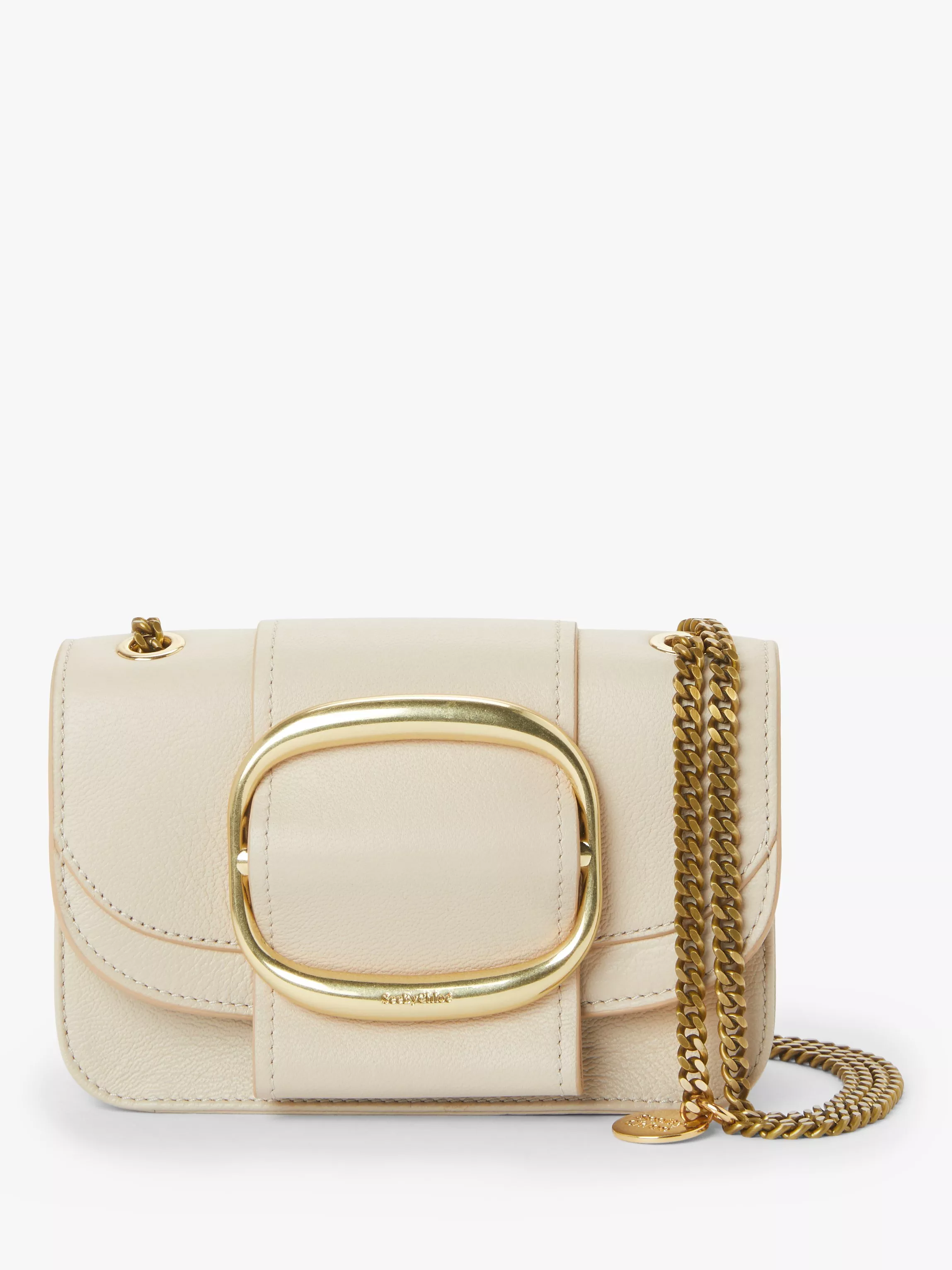 See By Chloe Hopper Leather Small Cross Body Bag Cement Beige