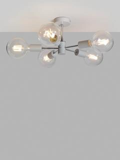 John Lewis Spoke Semi Flush Ceiling Light, Grey/Chrome