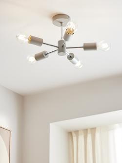 John Lewis Spoke Semi Flush Ceiling Light - view 2, Grey/Chrome