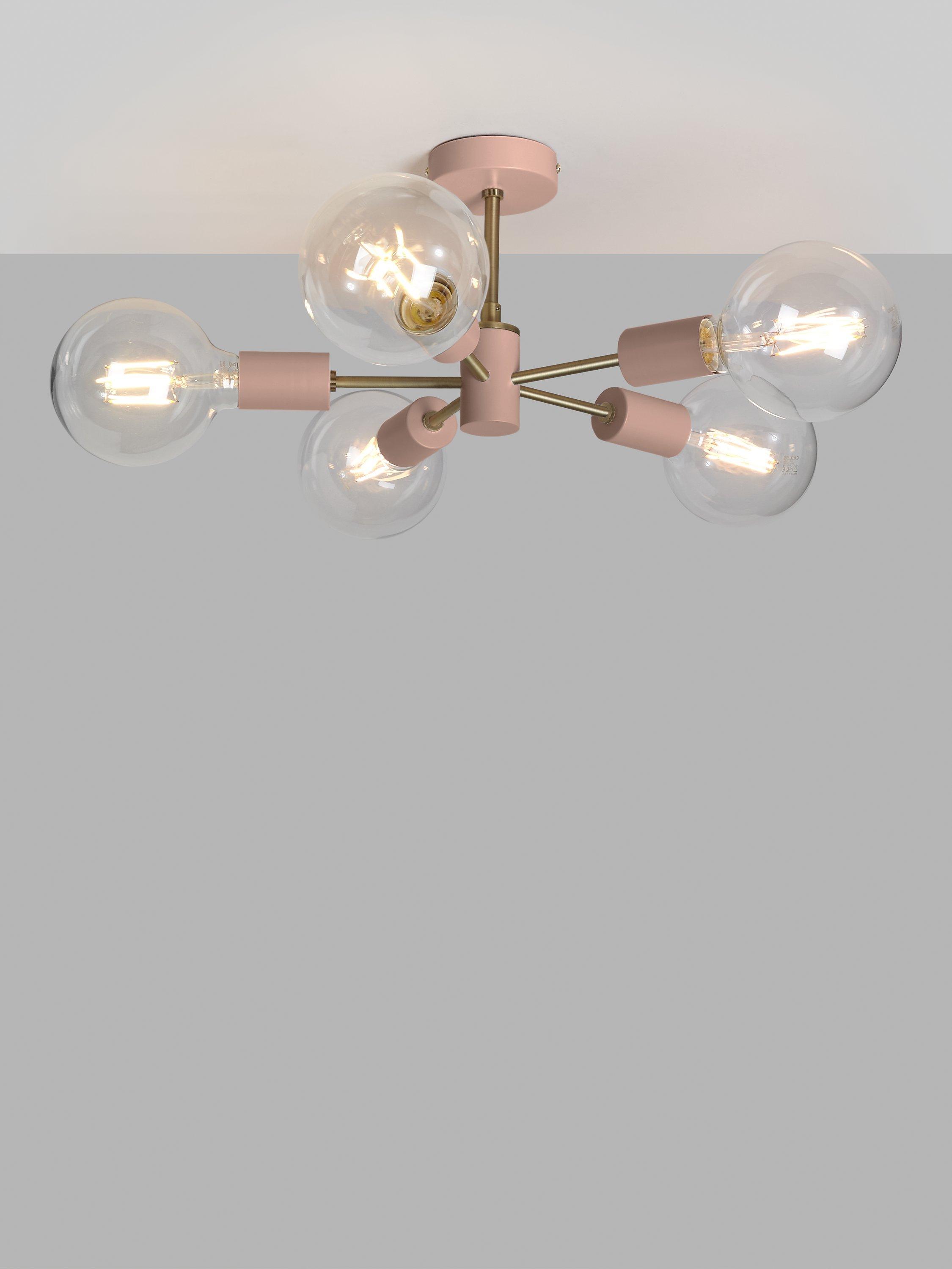 ANYDAY John Lewis & Partners Spoke Semi Flush Ceiling Light, Pink/Brass