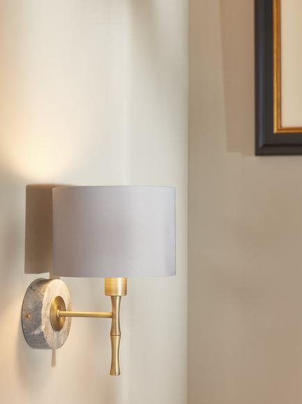 John Lewis Bamboo Wall Light, Grey/Brass - view 2, Grey/Brass