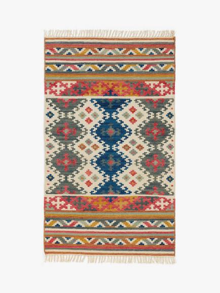 John Lewis Fusion Souk Kelim Flatweave Wool Rich Rug, Blue