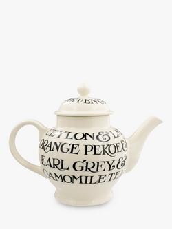 Emma Bridgewater Black Toast Earthenware Teapot, 1.5L, Black/White - view 2, Black/White