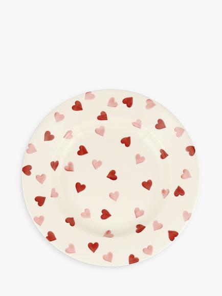 Emma Bridgewater Pink Hearts Dinner Plate, 27cm, Pink/Multi, Pink/Multi