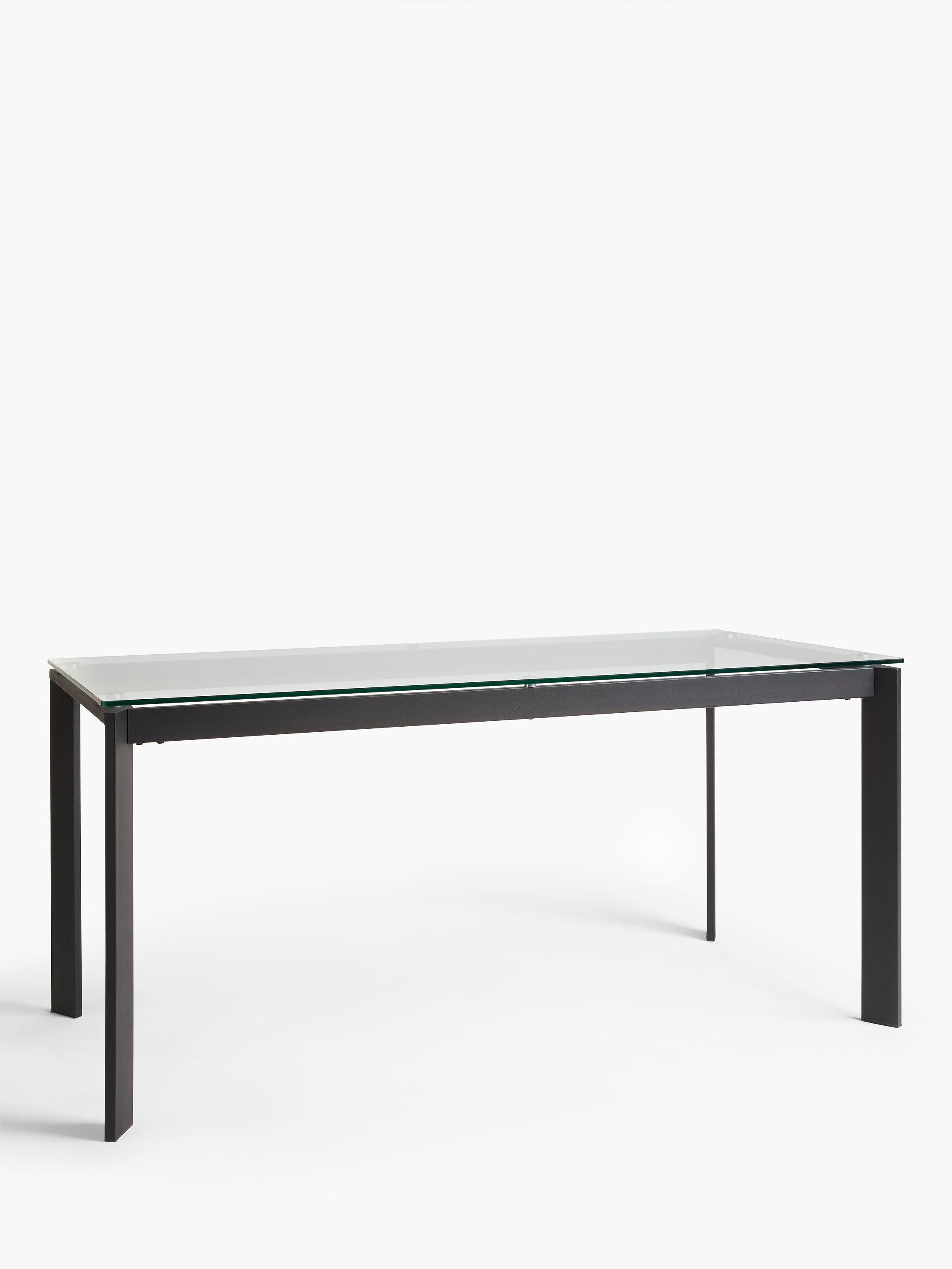 John Lewis & Partners Tropez 6 Seater Glass Top Dining Table, Clear/Black