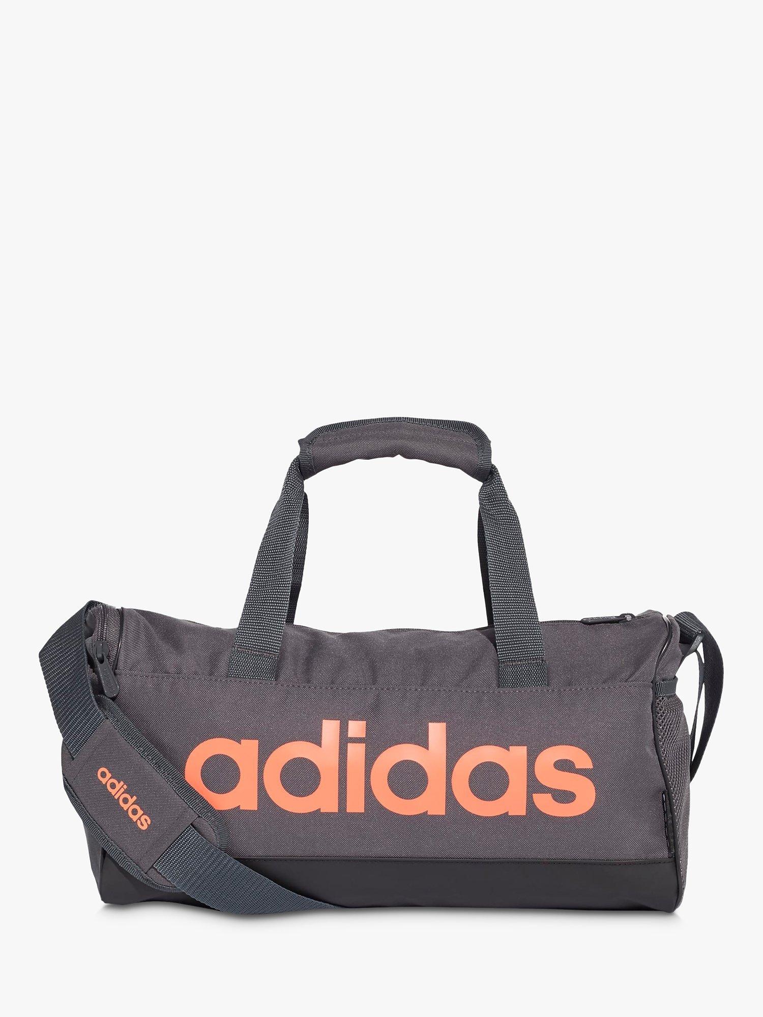 adidas Linear Core Duffel Bag Extra Small Grey Six Black Signal Coral