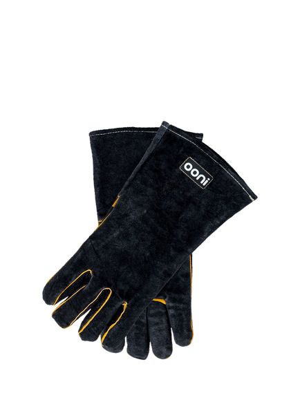 Ooni Heat-Resistant Leather Pizza Oven & BBQ Gloves, Black, Black