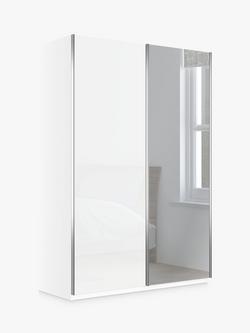 John Lewis Elstra 150cm Wardrobe Mirrored Sliding Door, White/Mirror