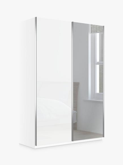 John Lewis Elstra 150cm Wardrobe Mirrored Sliding Door, White/Mirror