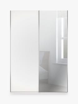 John Lewis Elstra 150cm Wardrobe Mirrored Sliding Door - view 2, White/Mirror