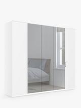 John Lewis Elstra 300cm Wardrobe with Glass and Mirrored Hinged Doors