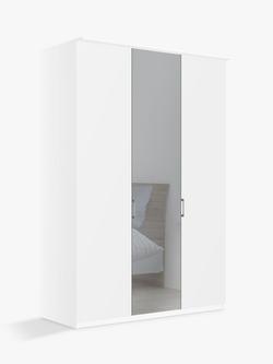 John Lewis Elstra 150cm Mirrored 3 Hinged Doors Wardrobe, White/Mirror