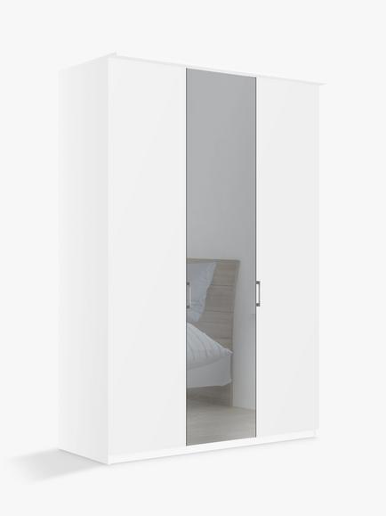 John Lewis Elstra 150cm Mirrored 3 Hinged Doors Wardrobe, White/Mirror