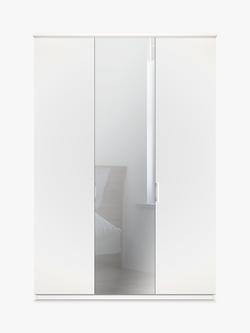John Lewis Elstra 150cm Mirrored 3 Hinged Doors Wardrobe - view 2, White/Mirror