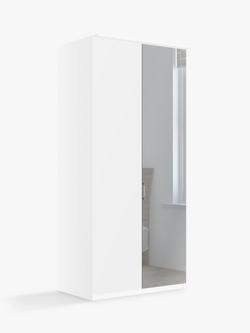 John Lewis Elstra 100cm Wardrobe Right-Hand Mirrored Hinged Door, White/Mirror