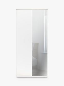 John Lewis Elstra 100cm Wardrobe Right-Hand Mirrored Hinged Door - view 2, White/Mirror