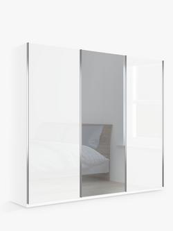 John Lewis Elstra 250cm Wardrobe Mirrored Sliding Door, White/Mirror