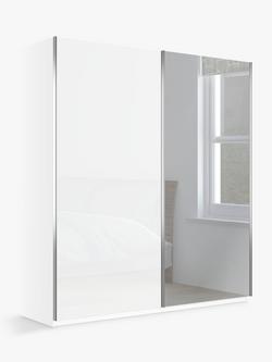 John Lewis Elstra 200cm Wardrobe Mirrored Sliding Door, White/Mirror