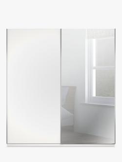John Lewis Elstra 200cm Wardrobe Mirrored Sliding Door - view 2, White/Mirror