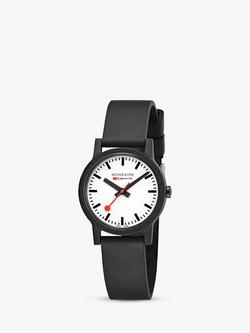 Mondaine MS1.32110.RB Unisex Essence Rubber Strap Watch, Black/White - view 2, Black/White