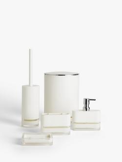 John Lewis Block Stripe Bathroom Accessories, White, White