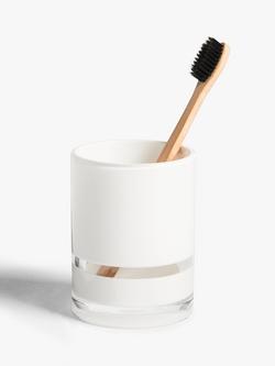 John Lewis Block Stripe Bathroom Tumbler - view 2, White