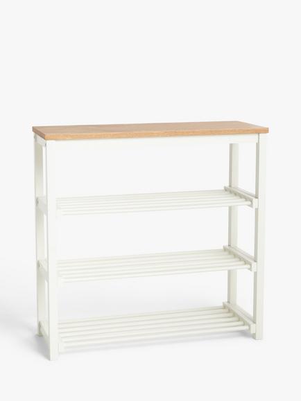 John Lewis Modern Country 4 Tier Shoe Rack, White