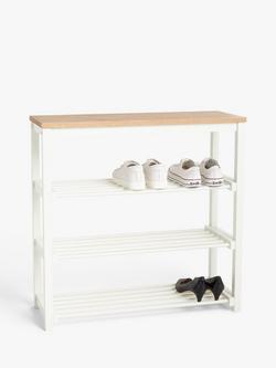 John Lewis Modern Country 4 Tier Shoe Rack - view 2, White