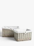 John Lewis Willow Lined Storage Baskets, Grey, Set of 2