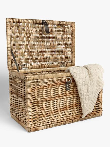 John Lewis Woven Willow Trunk with Leather Strap, Natural - view 2, Natural