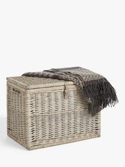 John Lewis Willow Storage Trunk with Leather Strap, Grey Wash - view 2, Grey Wash