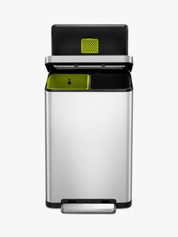 EKO X Cube Recycling Bin, 40L, Stainless Steel