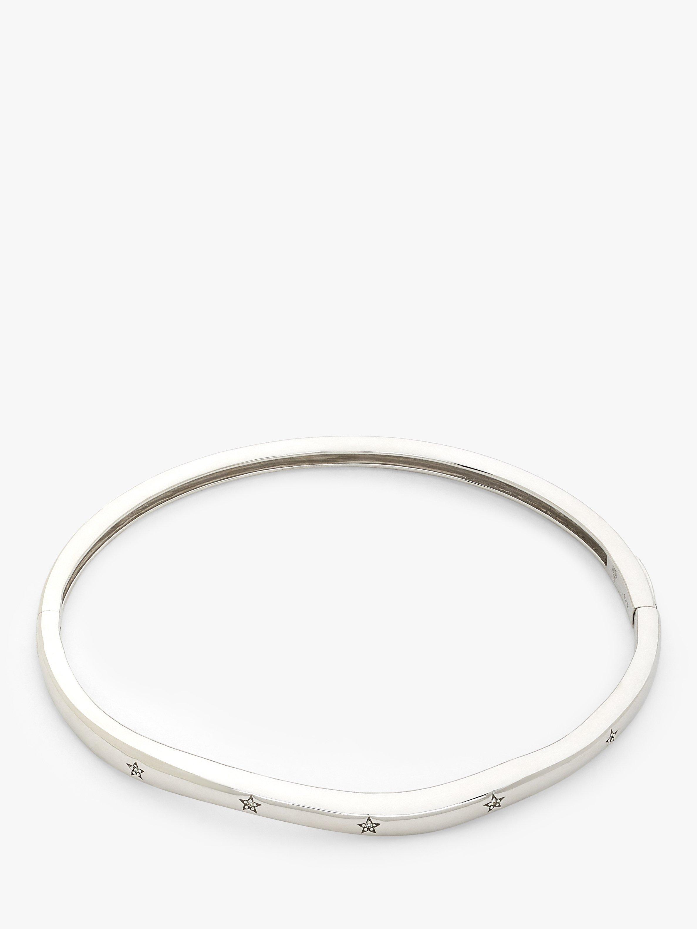 John Lewis Waves Diamond Star Bangle, Silver
