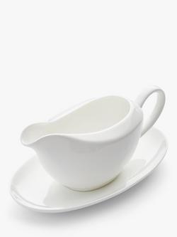 Royal Worcester Serendipity Bone China Gravy Boat & Stand, 340ml, White, White