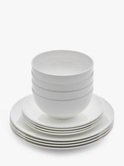 Royal Worcester Serendipity Bone China Dinnerware Set, 12 Piece, White, White
