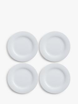 John Lewis Dine Porcelain Rim Dinner Plate, Set of 4, 28cm, White, White