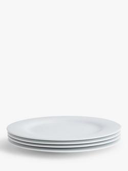 John Lewis Dine Porcelain Rim Dinner Plate, Set of 4, 28cm, White - view 2, White