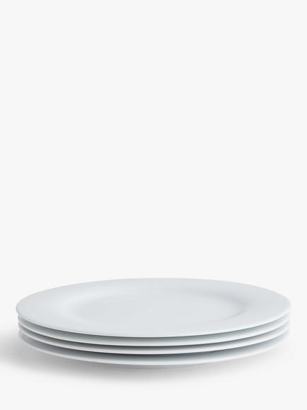 John Lewis Dine Porcelain Rim Dinner Plate, Set of 4, 28cm, White - view 2, White