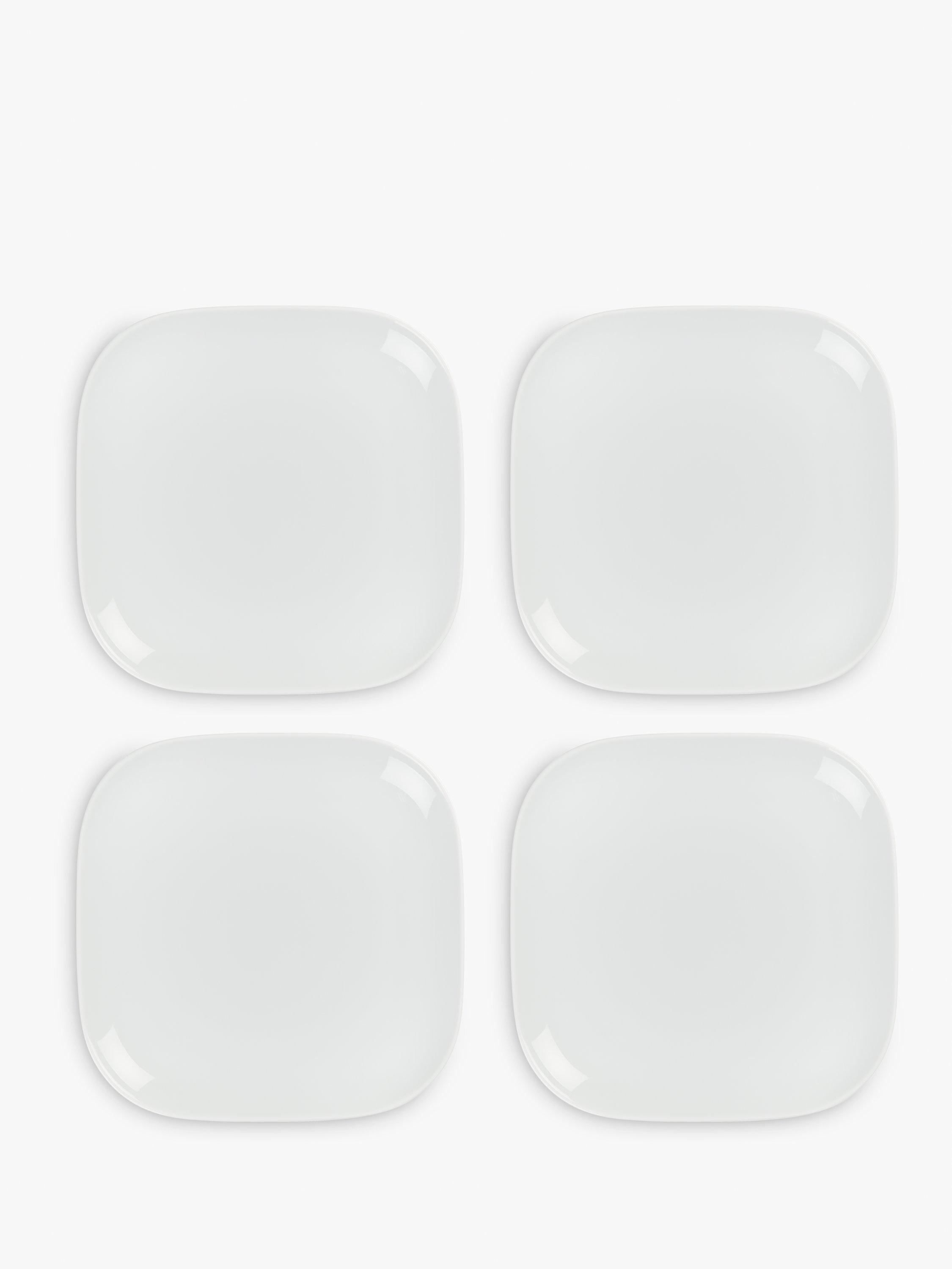 John Lewis Dine Square Side Plates, Set of 4, 20cm, White