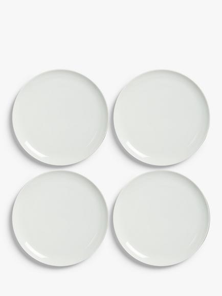 John Lewis Dine Porcelain Coupe Side Plates, Set of 4, 18cm, White, White