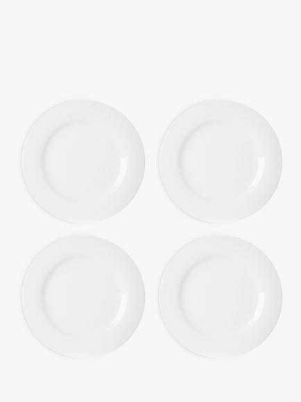 John Lewis Dine Porcelain Rim Side Plates, Set of 4, 22cm, White, White