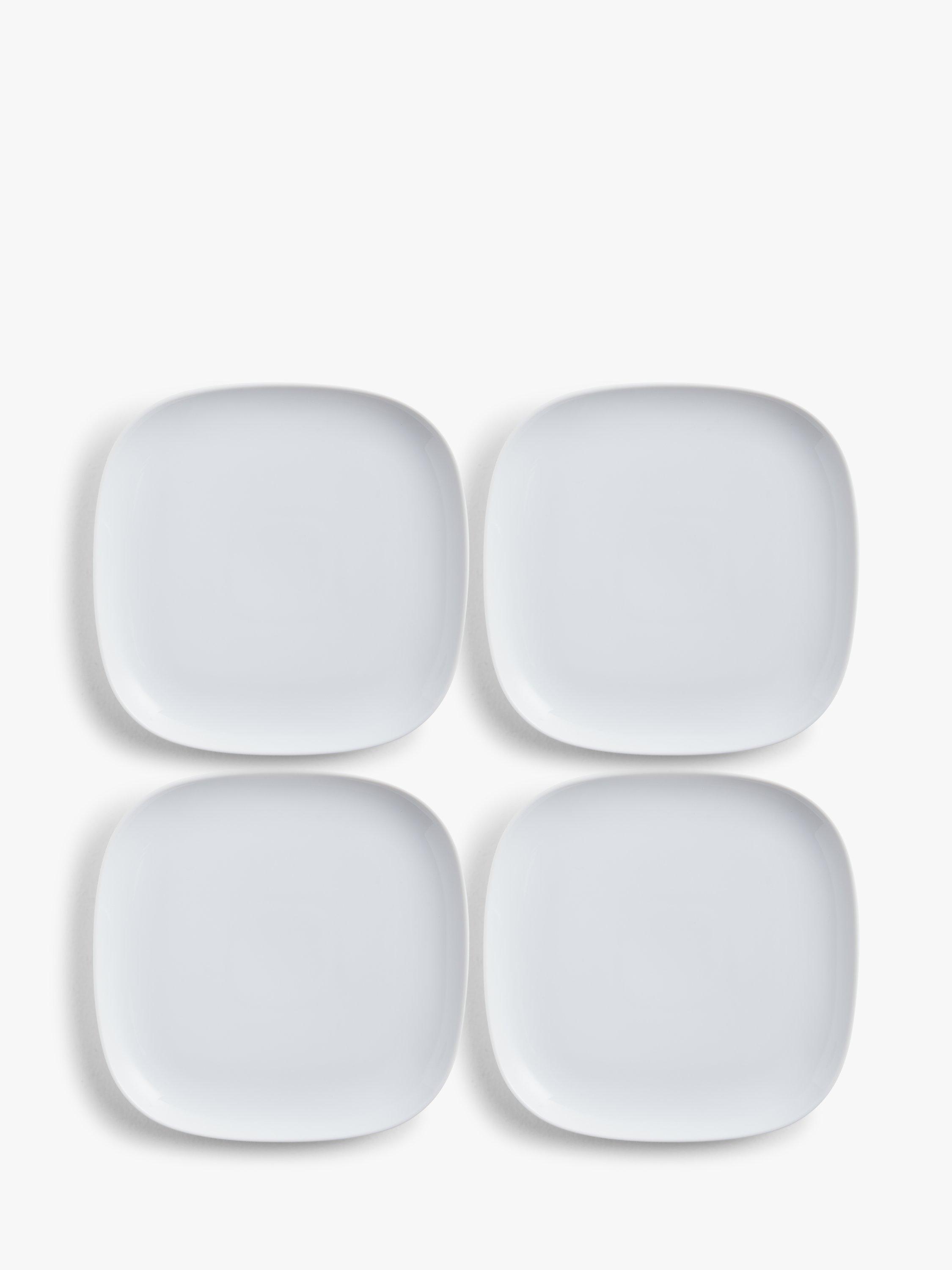 John Lewis Dine Square Dinner Plates, Set of 4, 26cm, White