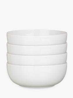 John Lewis Dine Porcelain Low Cereal/Granola Bowls, Set of 4, 16cm, White, White