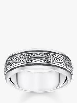 THOMAS SABO Men's Rebel Textured Ring, Silver, Silver